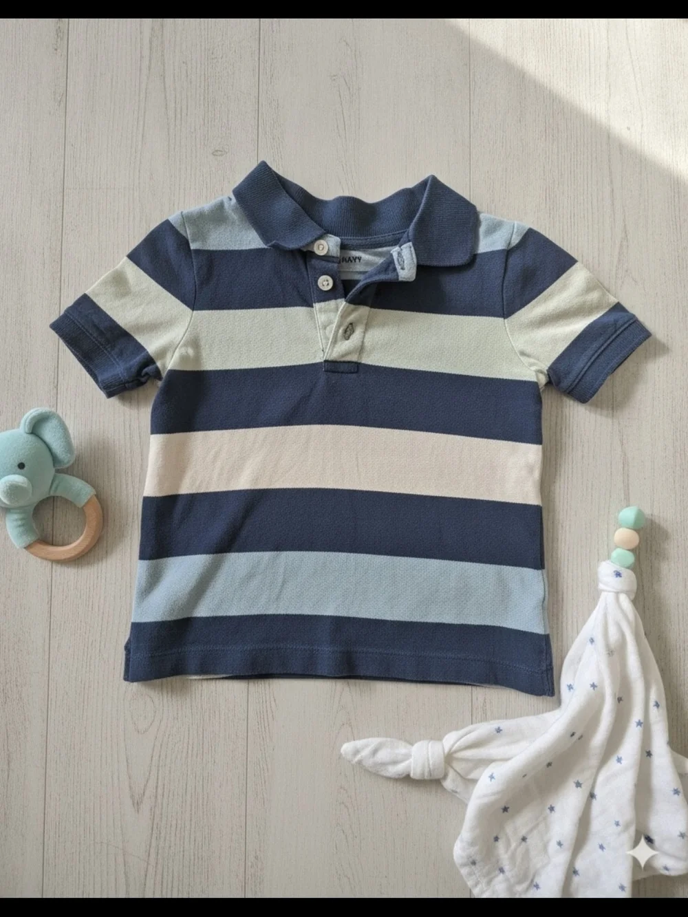 Old Navy Boys Blue & Light Blue Striped Polo